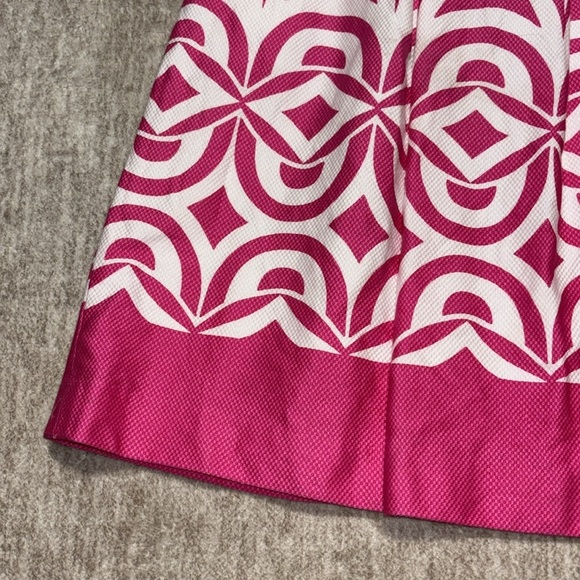 Talbots sz 4 petite small Dress hot pink and white cap sleeve fit flare texture - Picture 3 of 4